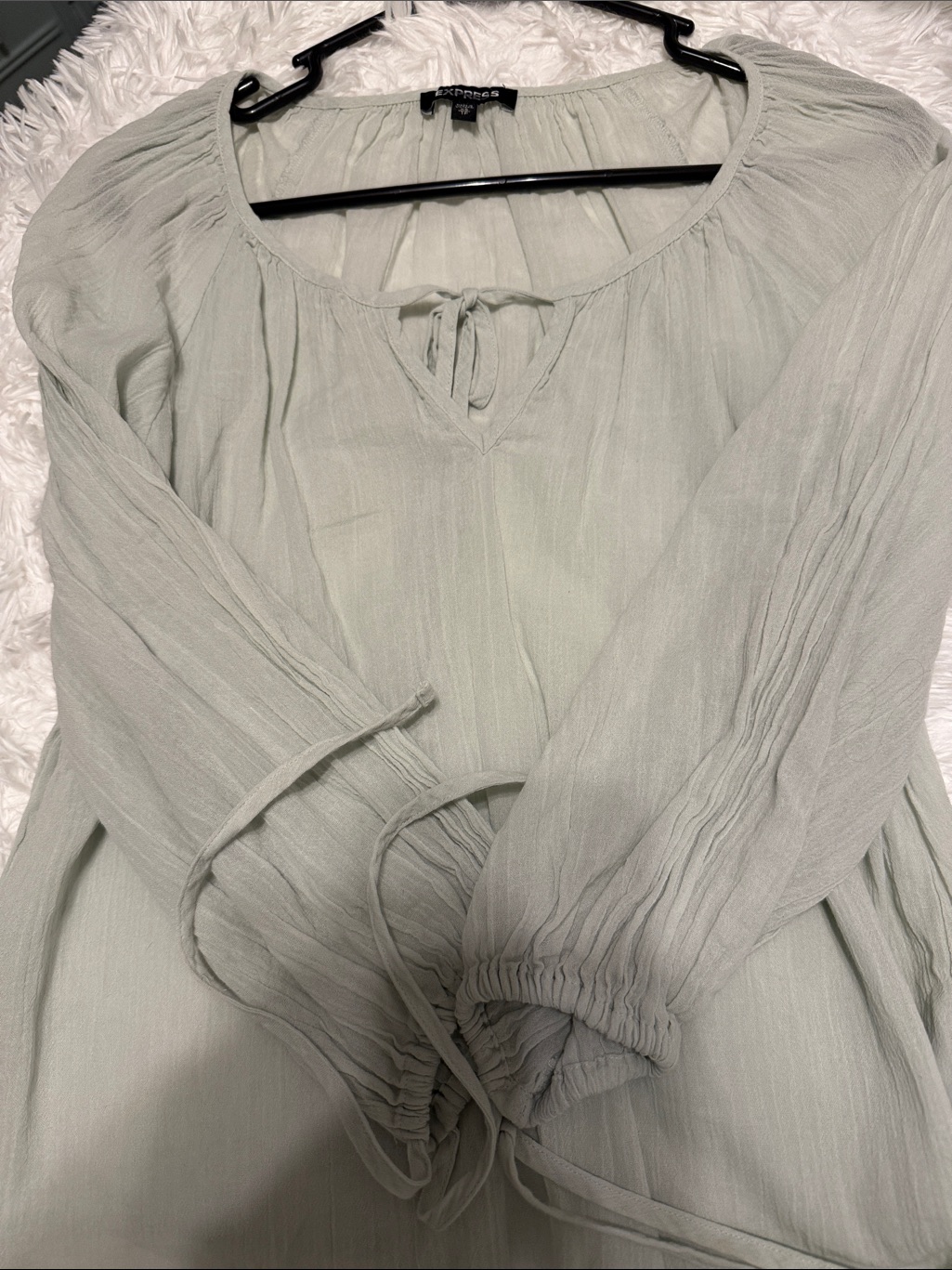 Express Lightweight Cream Peasant Blouse